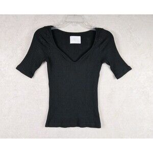 Citizens Of Humanity Women's Elbow Sleeve Ribbed Top Black XS